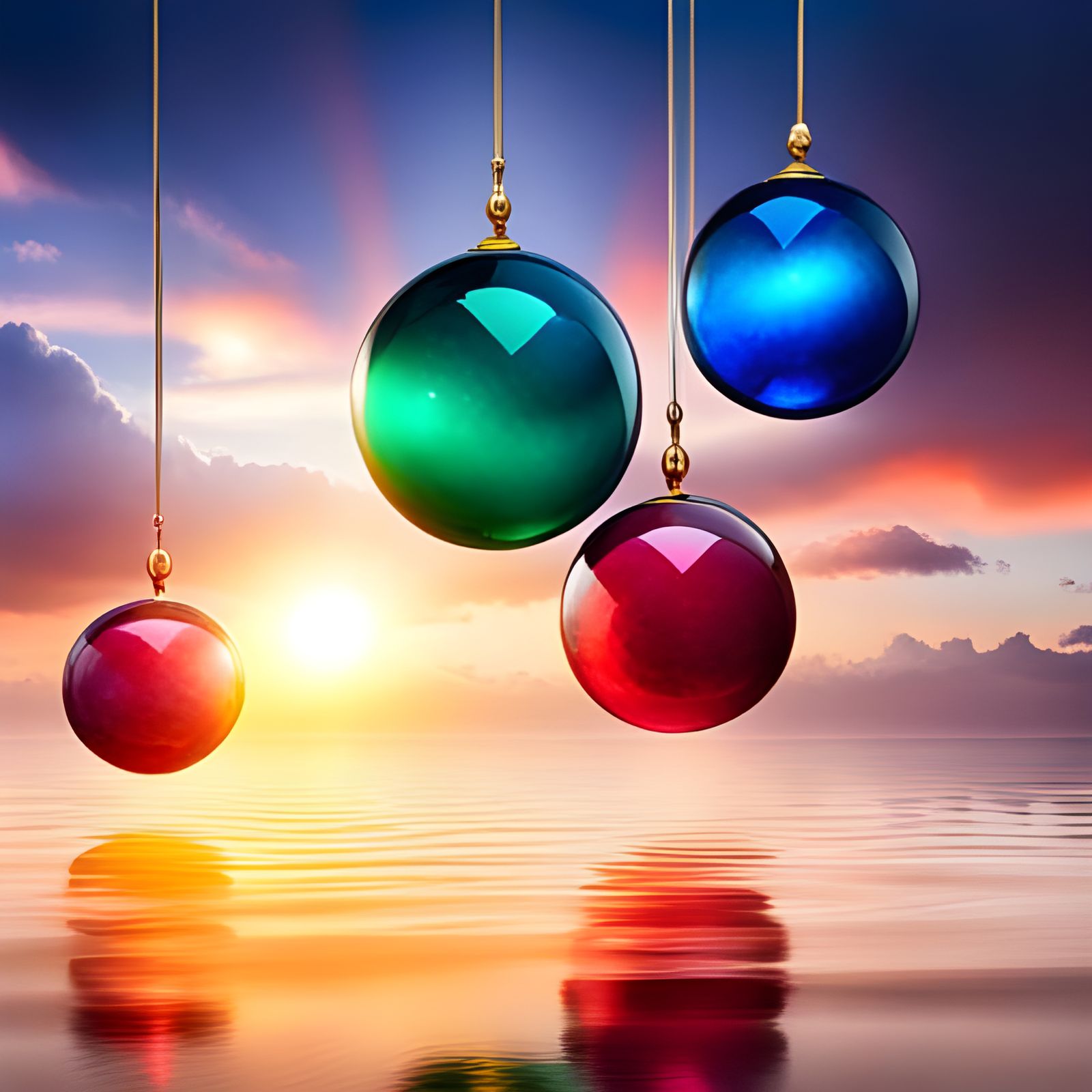 Beautiful orbs of gems, sapphire, ruby and emerald   by @Balanth