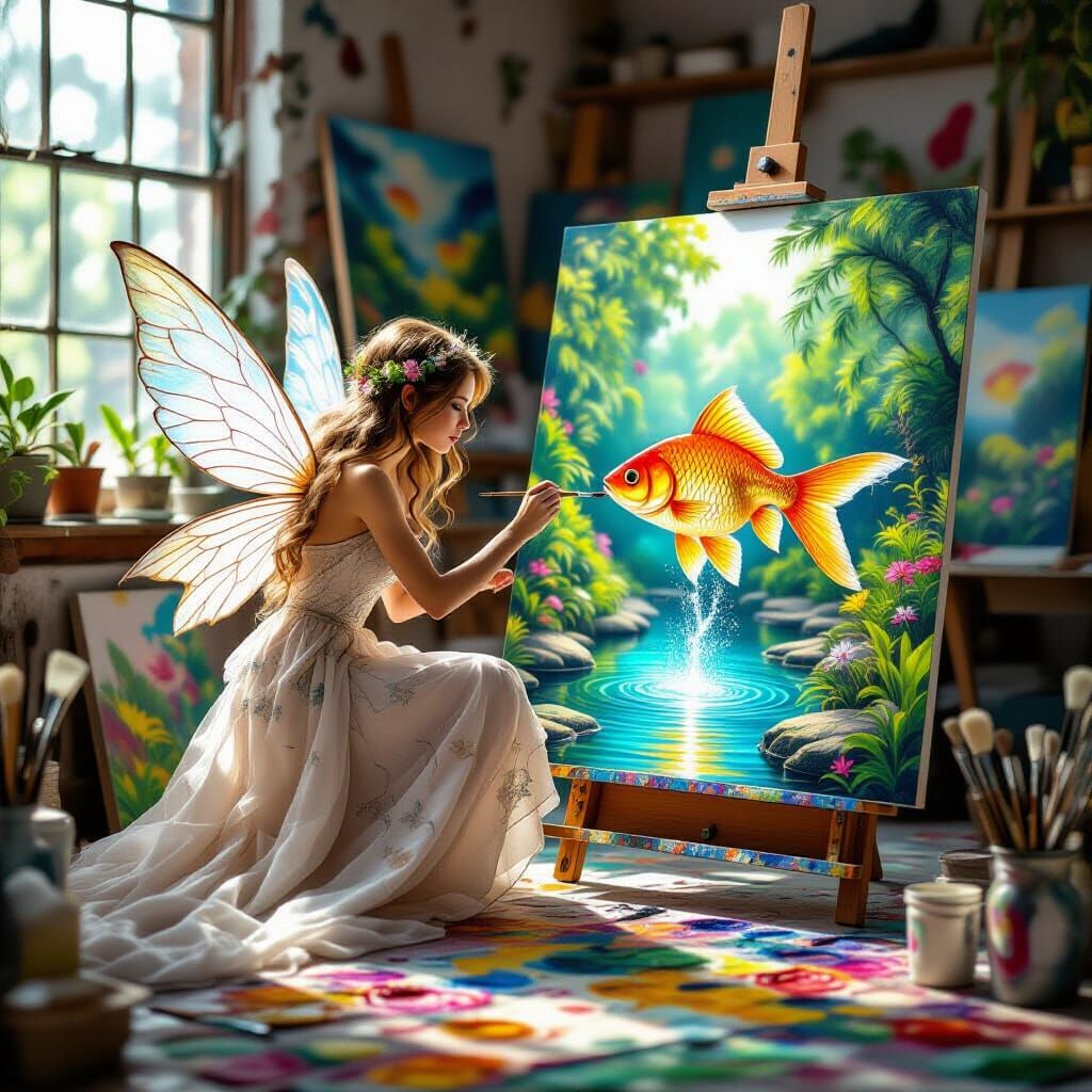 Fairy artist in cluttered studio  by @JBJohnson