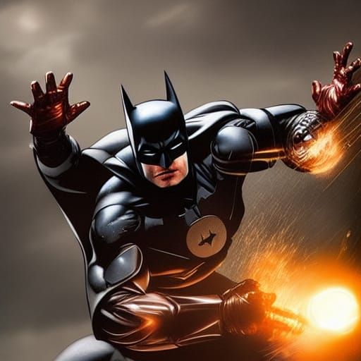 Batman fighting Iron Man