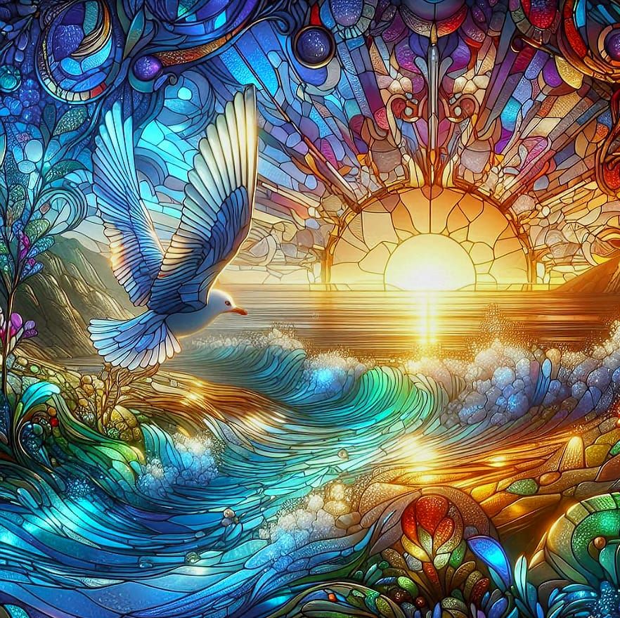 Stained glass sunset