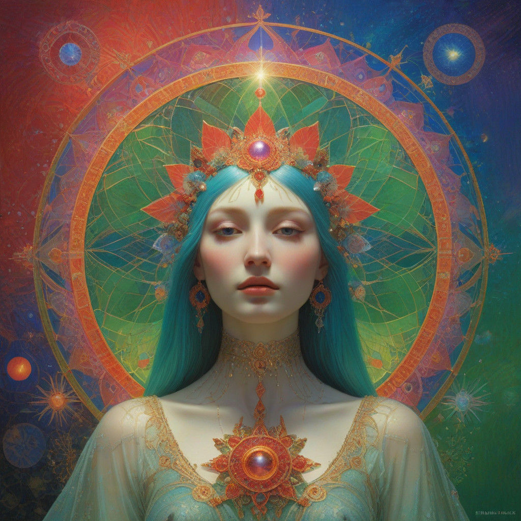 Ethereal Winter Wonderland in Vibrant Iridescent Hues
