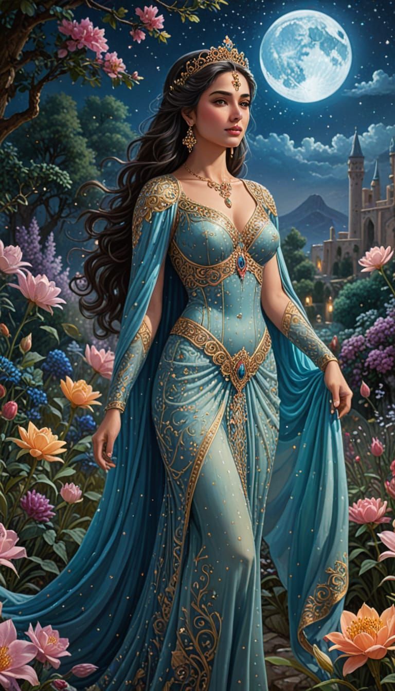 A Queen’s Solitude Beneath the Stars  by @Tala ASh