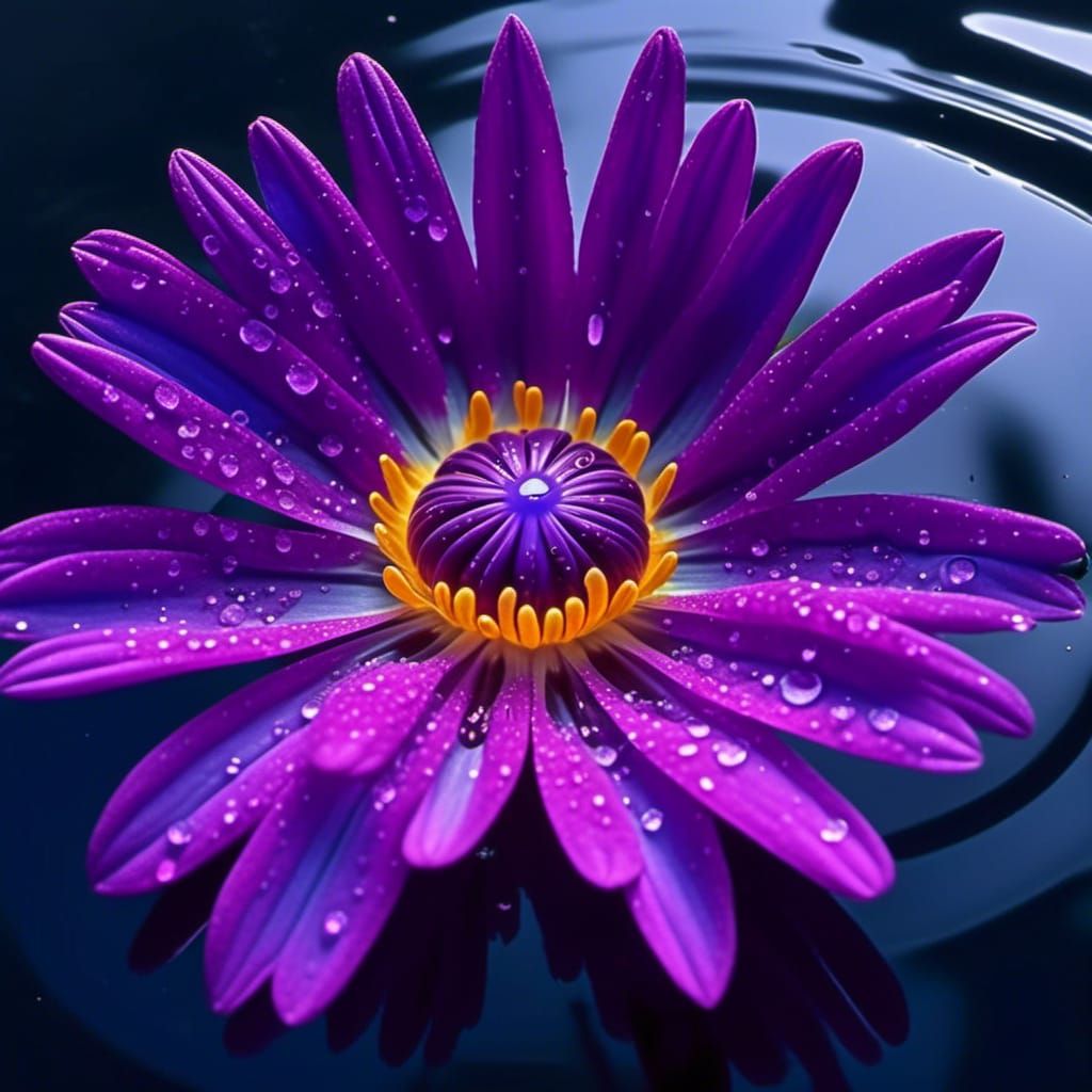 Bioluminescence hybrid purple daisy with center like a tulip...