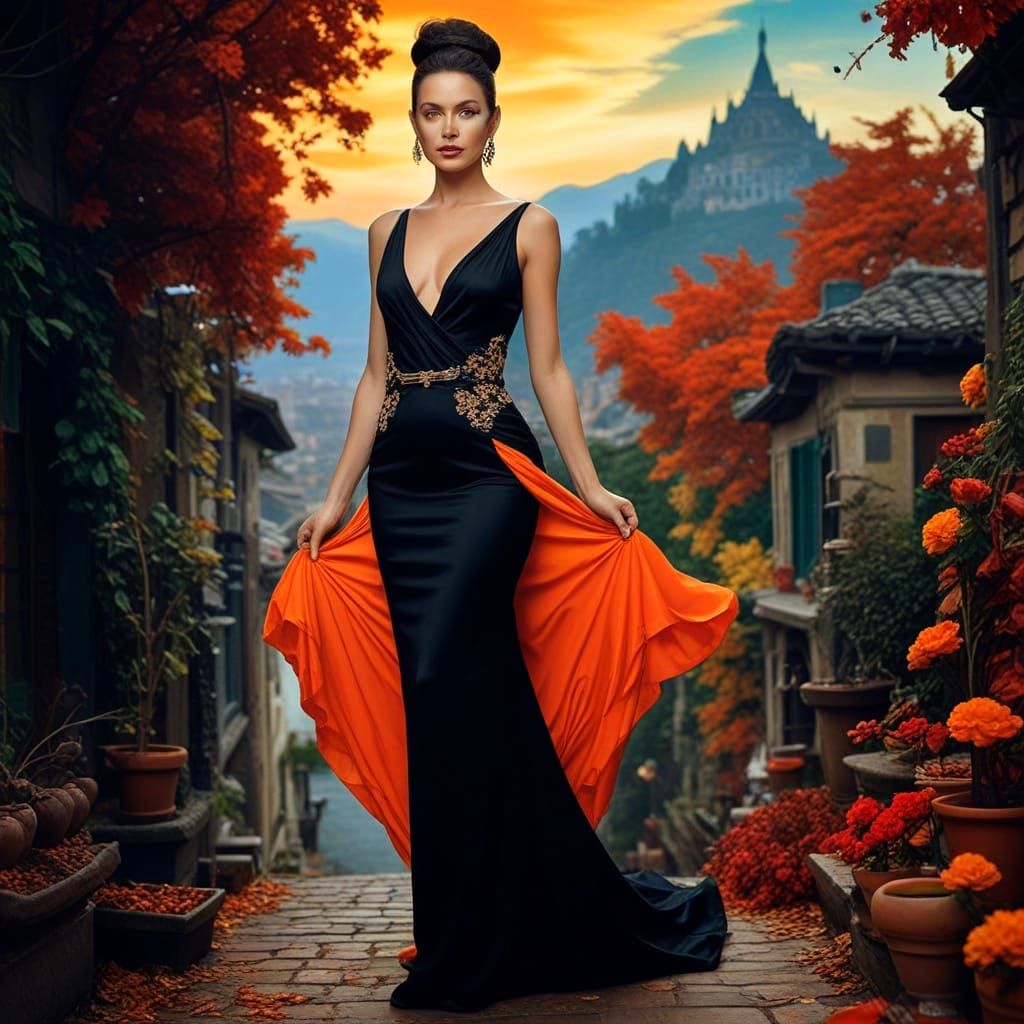 Surrealistic Women in Vibrant Landscape