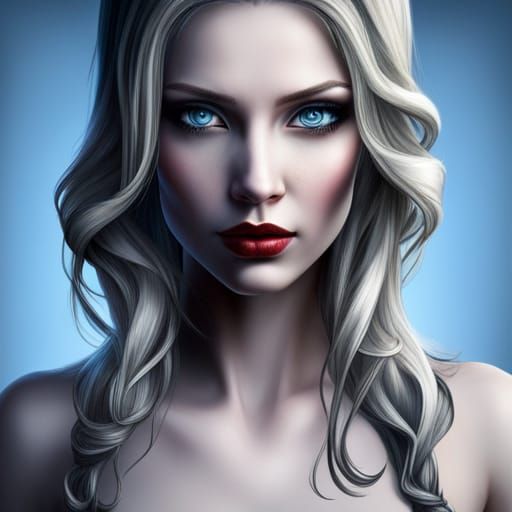 Treacherous girl with beautiful delicate face and big blue e...