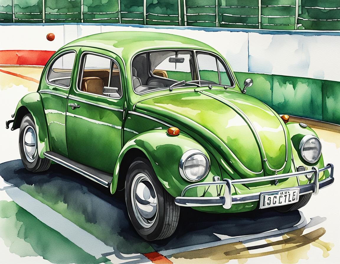 Lime Volkswagen Beetle - AI Generated Artwork - NightCafe Creator