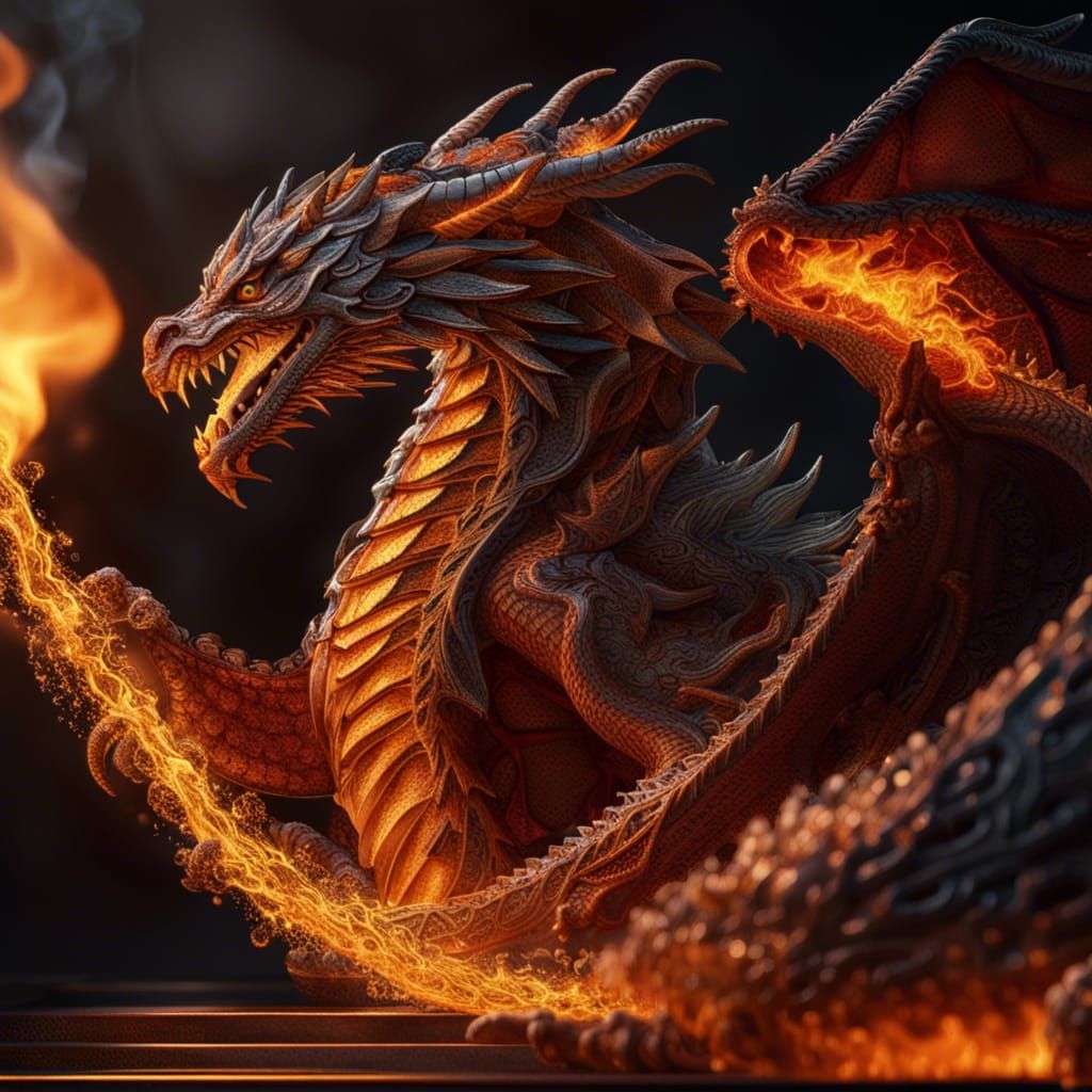 Flaming Dragon - AI Generated Artwork - NightCafe Creator
