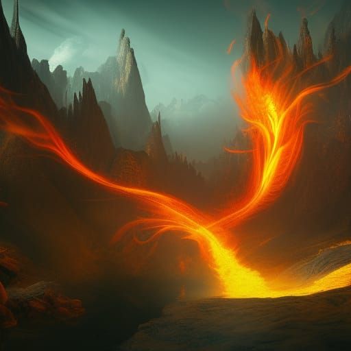 Flowing magma