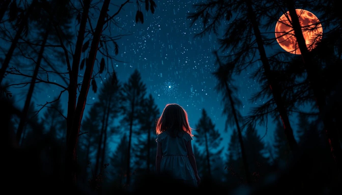 In the dark woods, where moonlight barely reached, A little girl stood alone, her eyes wide with each Faint rustle of le...