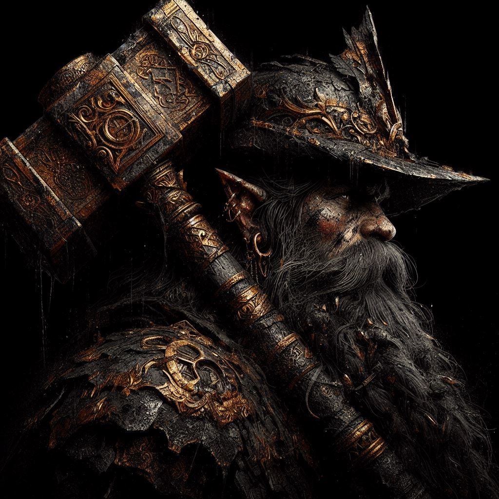 Dwarf with a warhammer portrait series