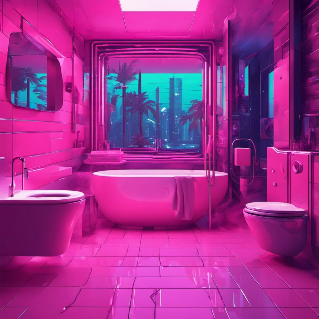 Synthwave bathroom - AI Generated Artwork - NightCafe Creator