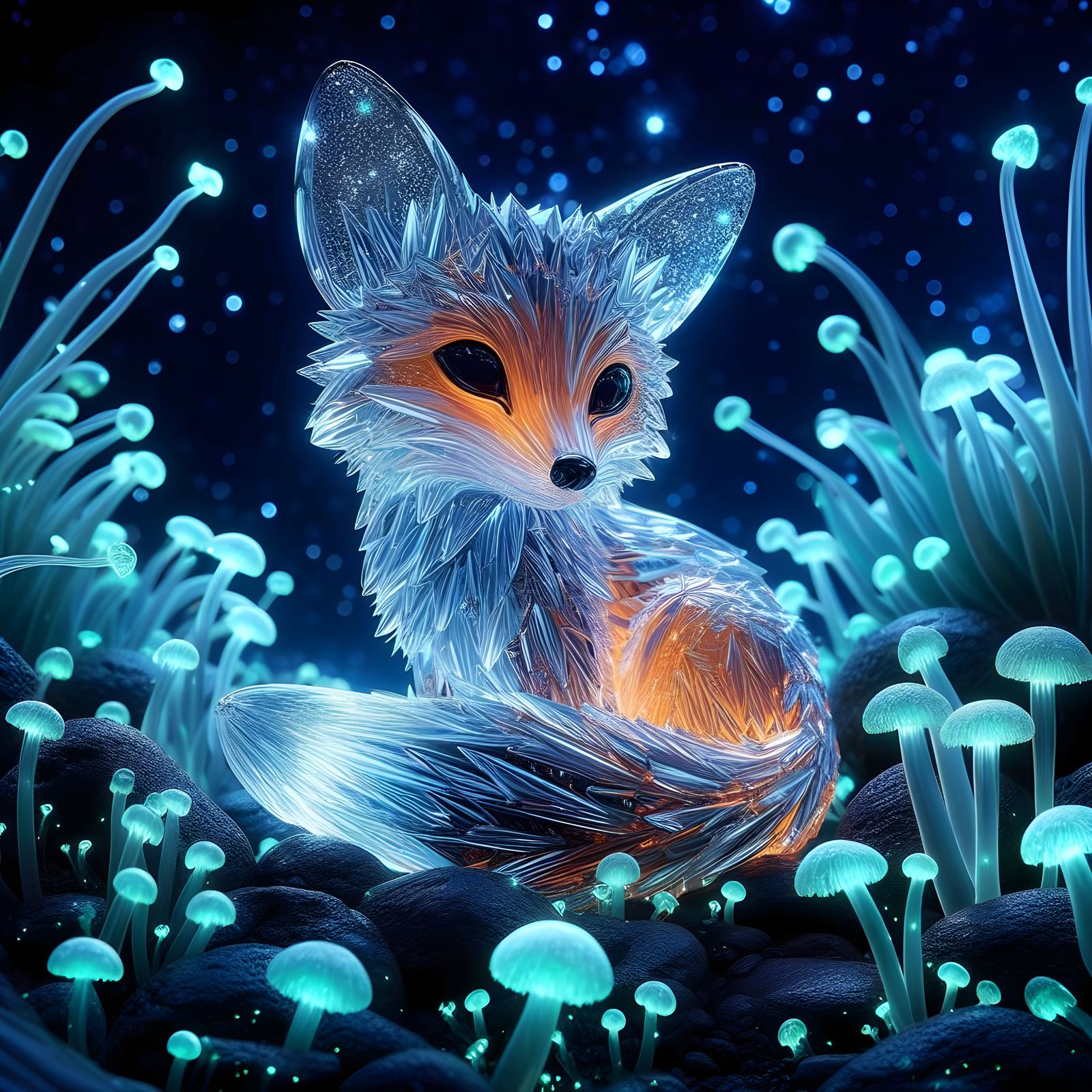 Bioluminescent glass fox