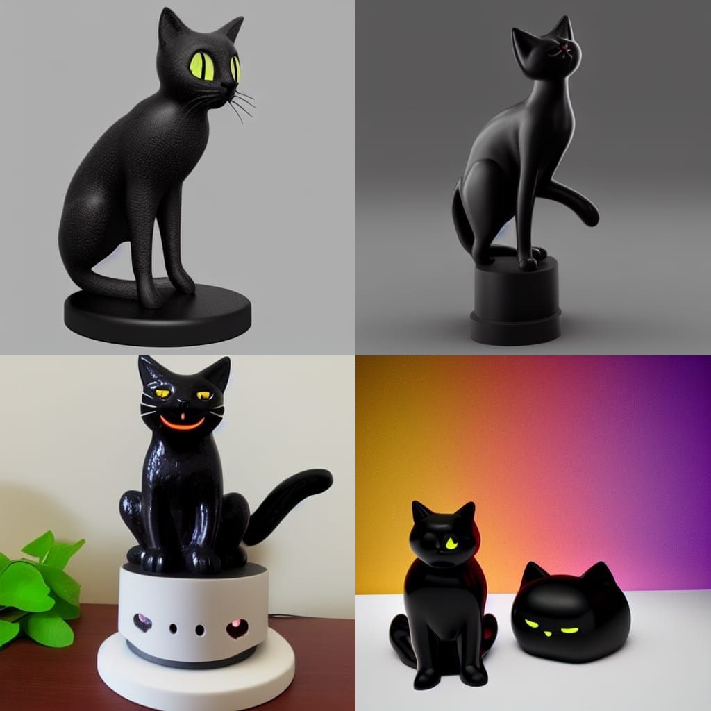 A happy black cat kissing resin cast dynamic lighting Unity 3D - AI ...