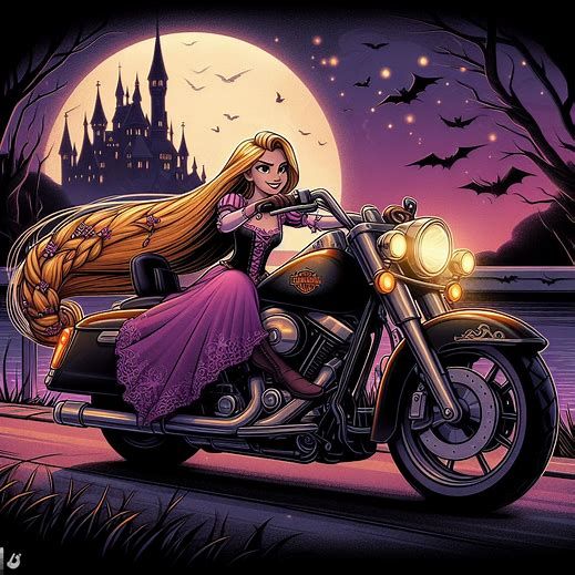 Rapunzel on a Harley Dark Disney