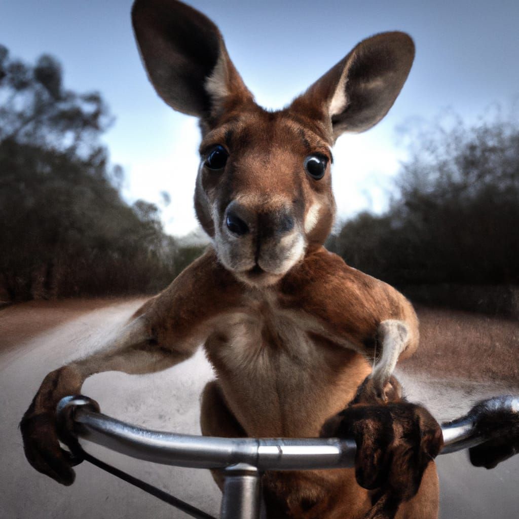 kangaroo riding a bicycle AI Generated Artwork NightCafe Creator
