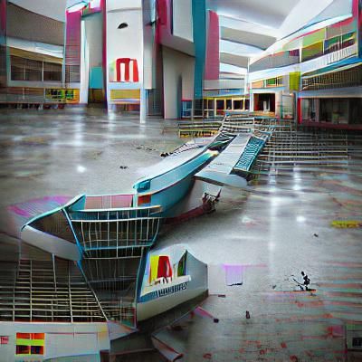 Abandoned 1980 mega mall 8K 3D Behance HD minimalist