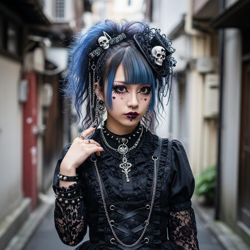 Punk gyaru girl in Ura-Harajuku, Jirai Kei and Gothic Rolita...