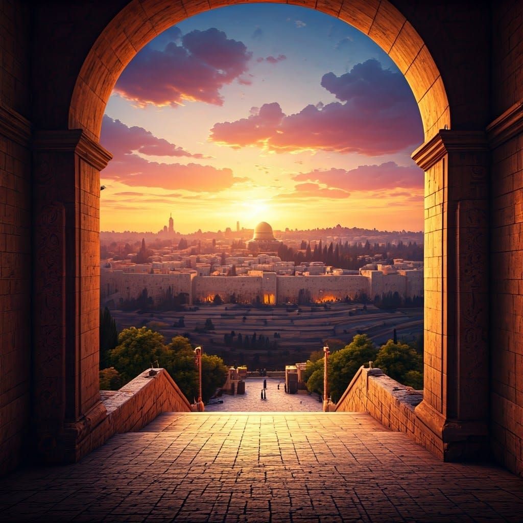 Jerusalem Temple Sunset: Sci-Fi Matte Painting