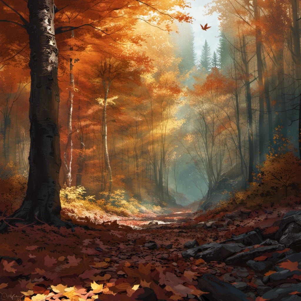 Northern Midwest Forest in Autumn - AI Generated Artwork - NightCafe ...