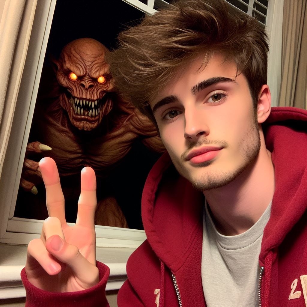 Me taking a selfie with the monster outside my window at 3 AM