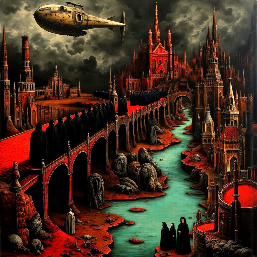 Dark Procession to Hades in Baroque Oil Painting Style