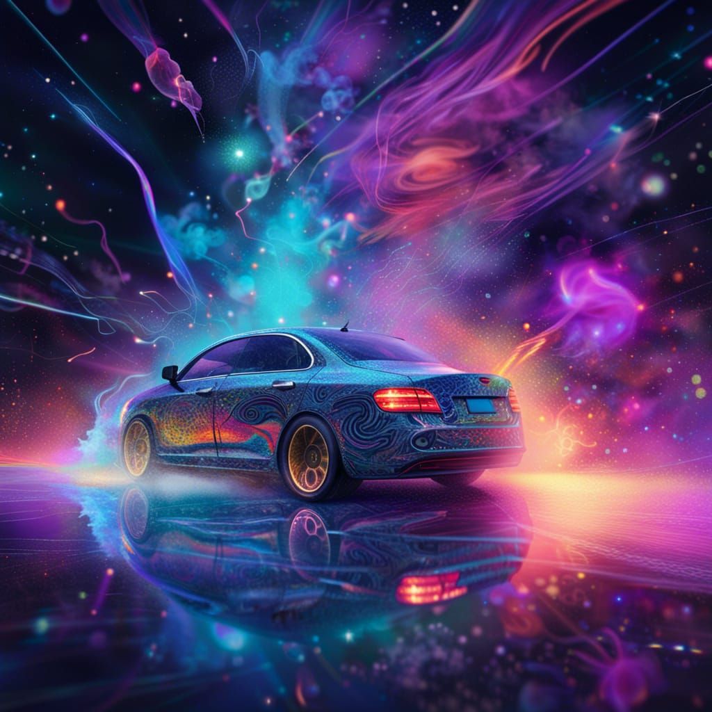 Car burnout in the galaxy’s - AI Generated Artwork - NightCafe Creator