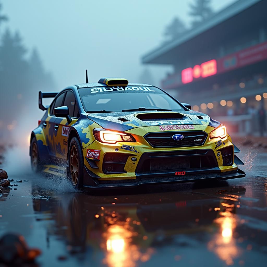 Subaru Impreza Rally Car in Cyberpunk Style