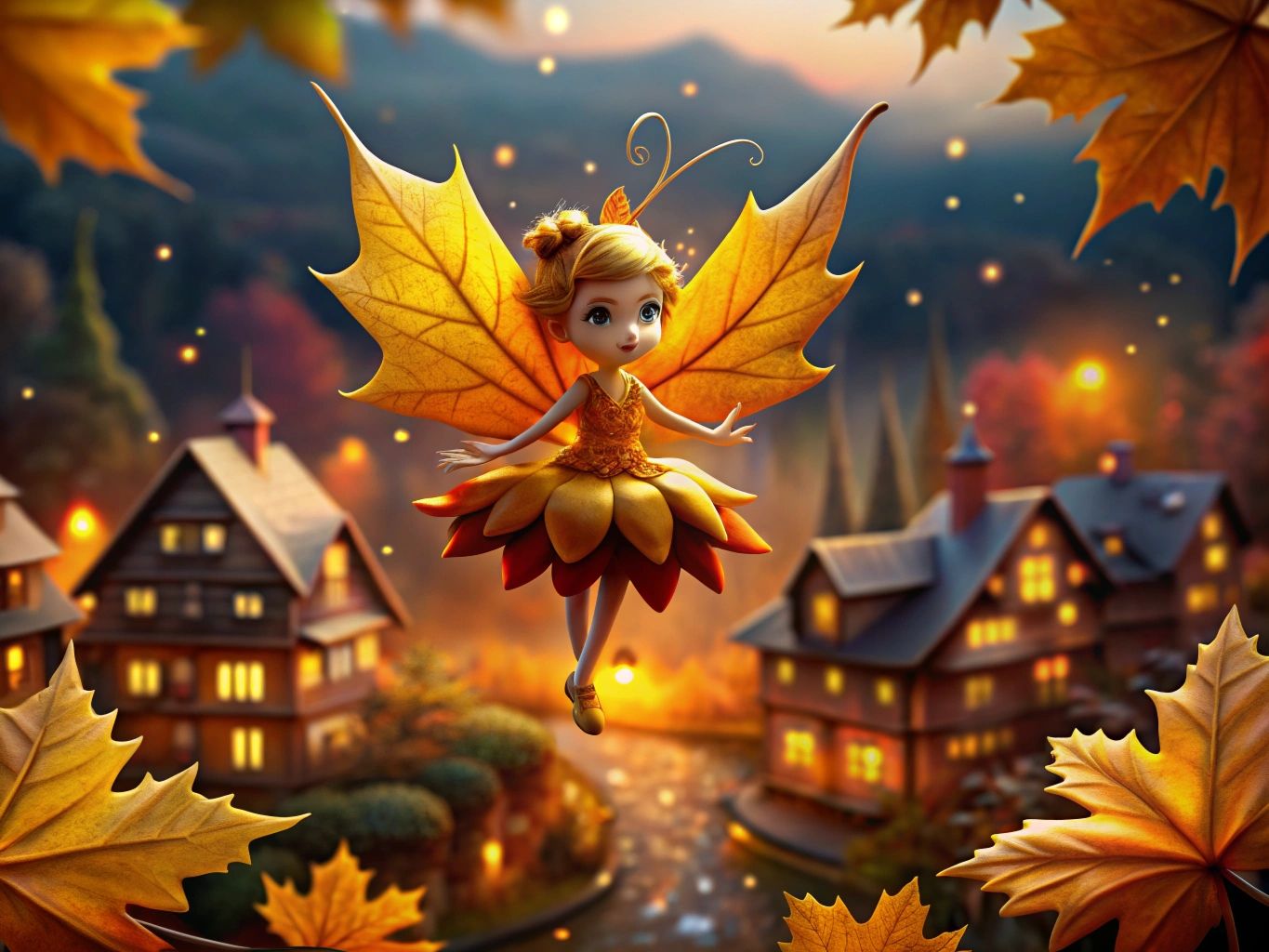 fairy in the autumn forest town