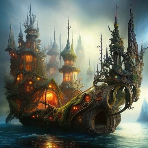 🧜faerie home inside giant boat 🛥️✨  by @SteamFrunk