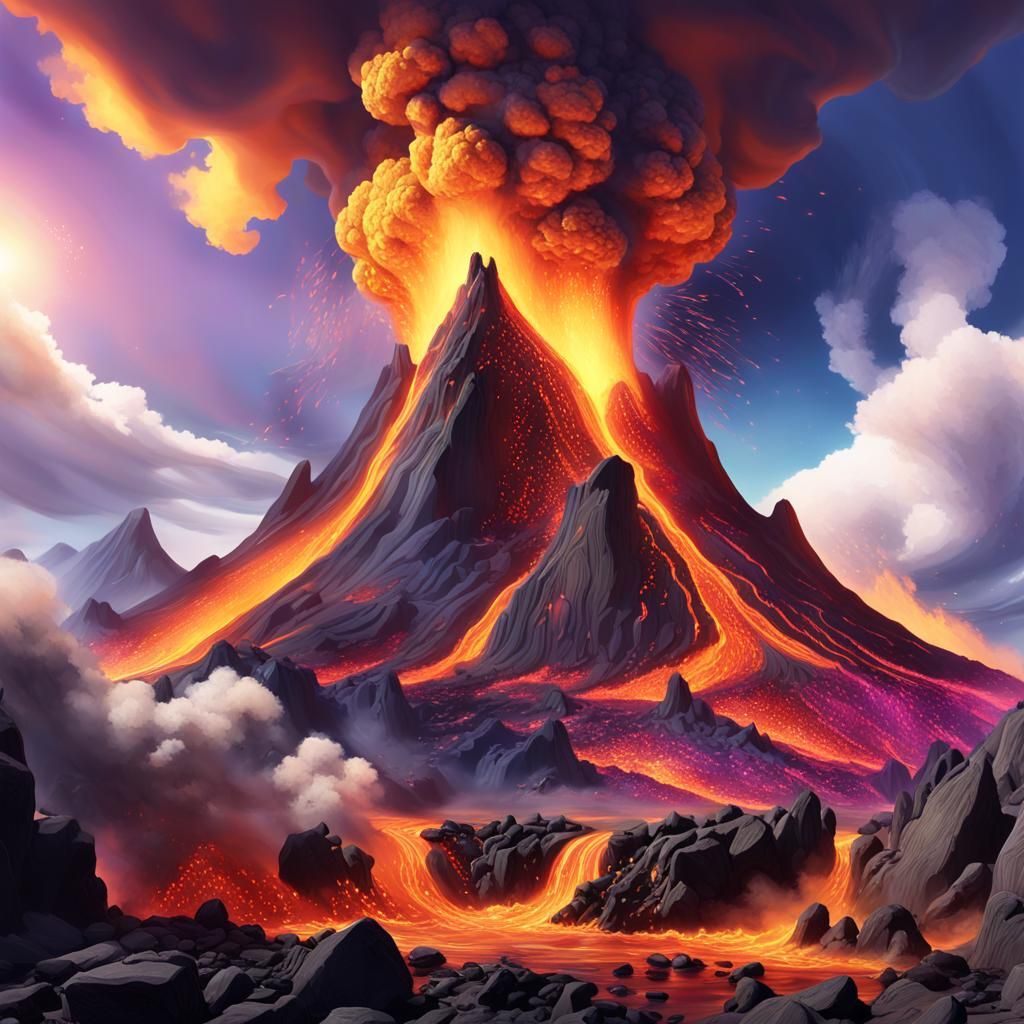 Erupting volcano