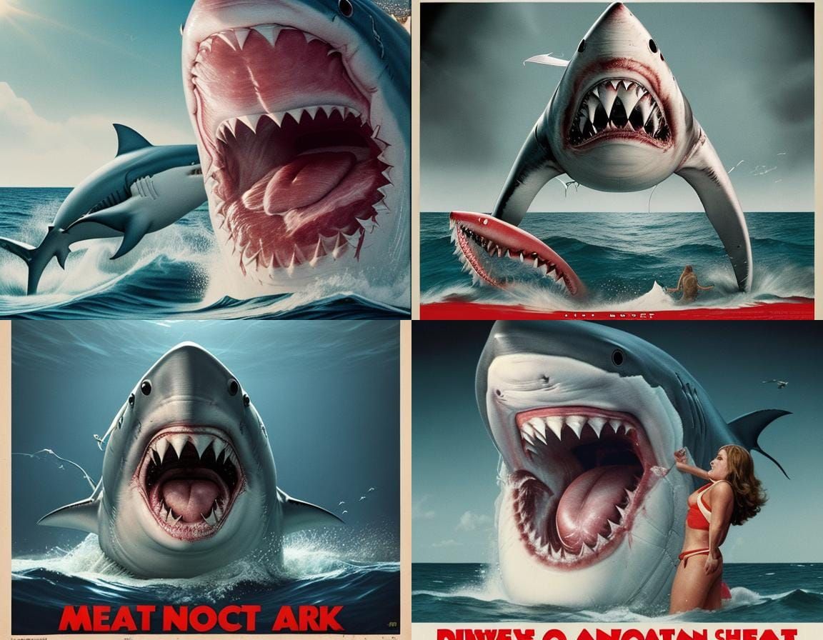 1970s movie poster JAWS lobotomy meatus shark attack horror ...