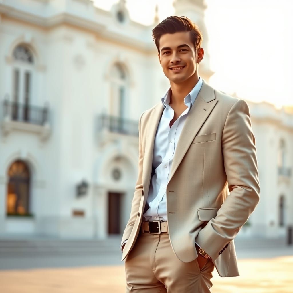 Elegant Man Poses in Art Nouveau Style