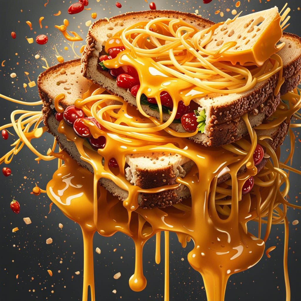 Spaghetti and cheese 🥪  by @Lelka