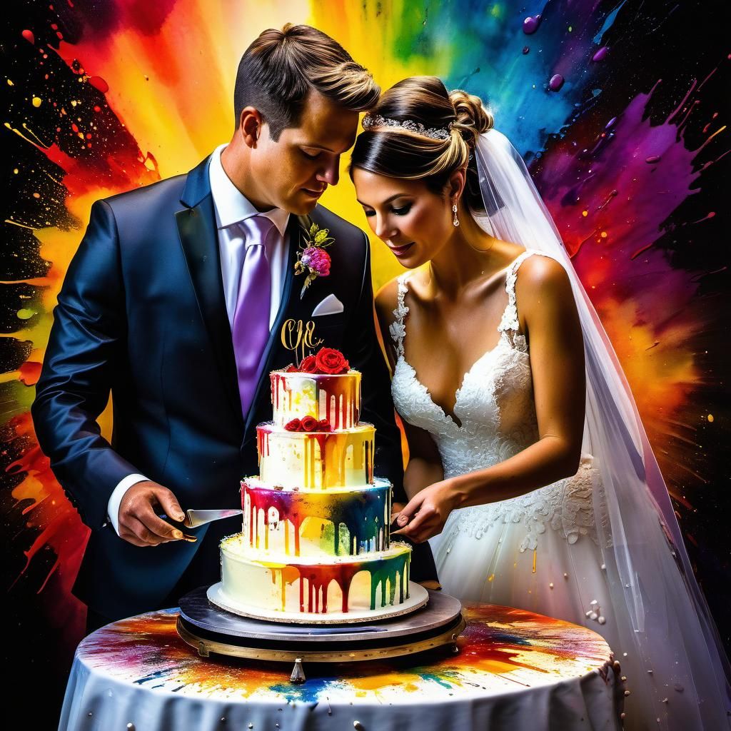 Cutting Their Wedding Cake Together  by @doGooder