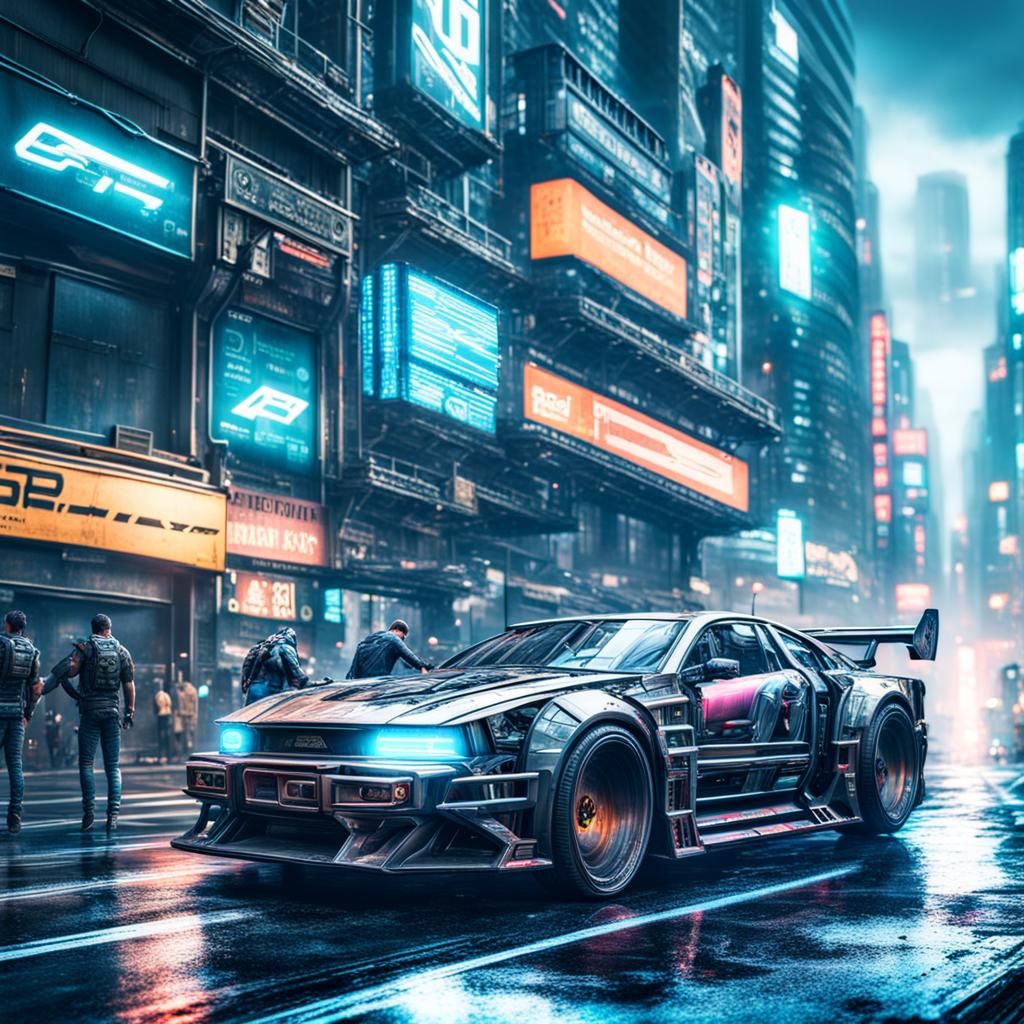 Street race in cyberpunk city
