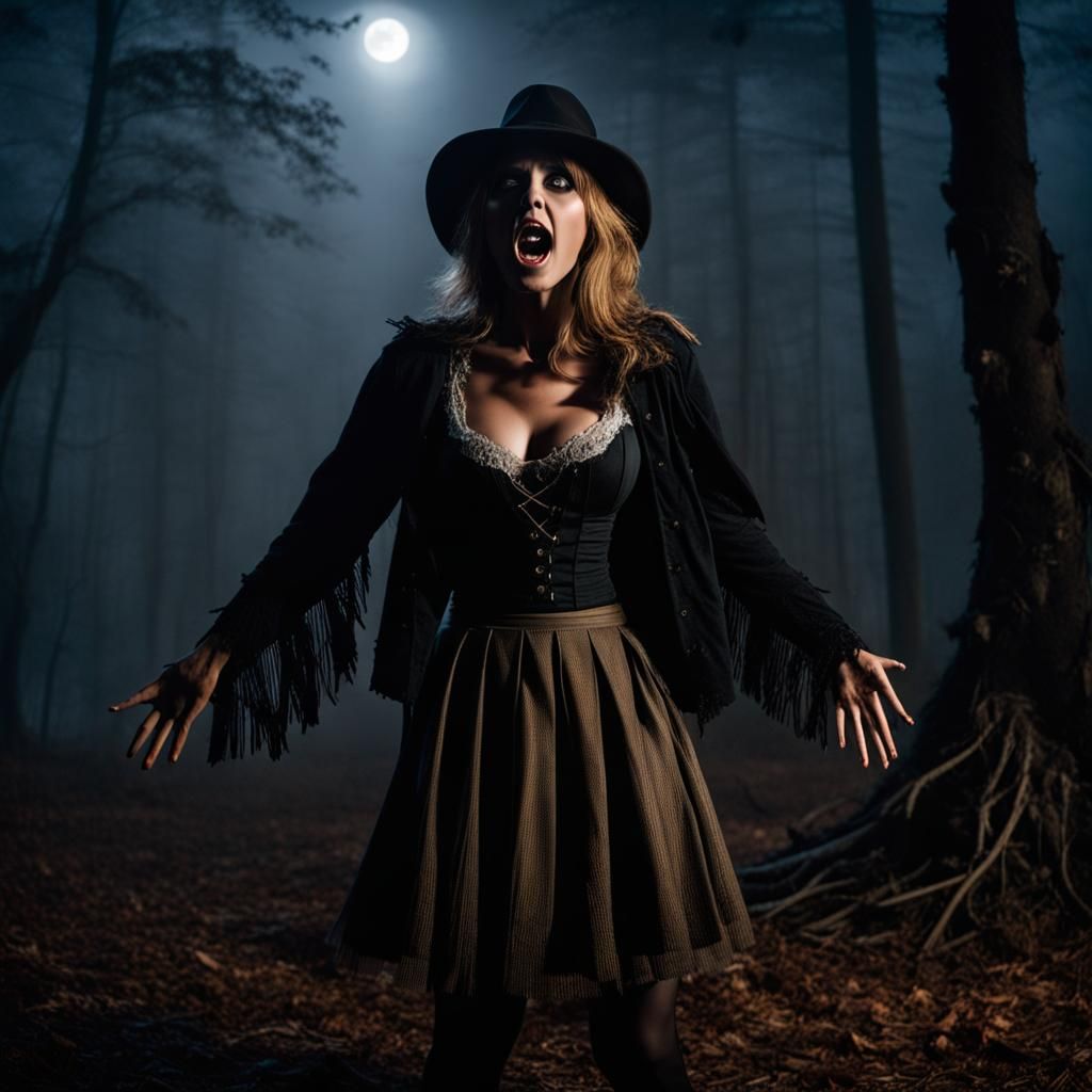 Terrified Woman, Hands Out in Defensive Position, On The Gro...