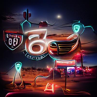 Route 66 Nighttime glowing neon Behance HD