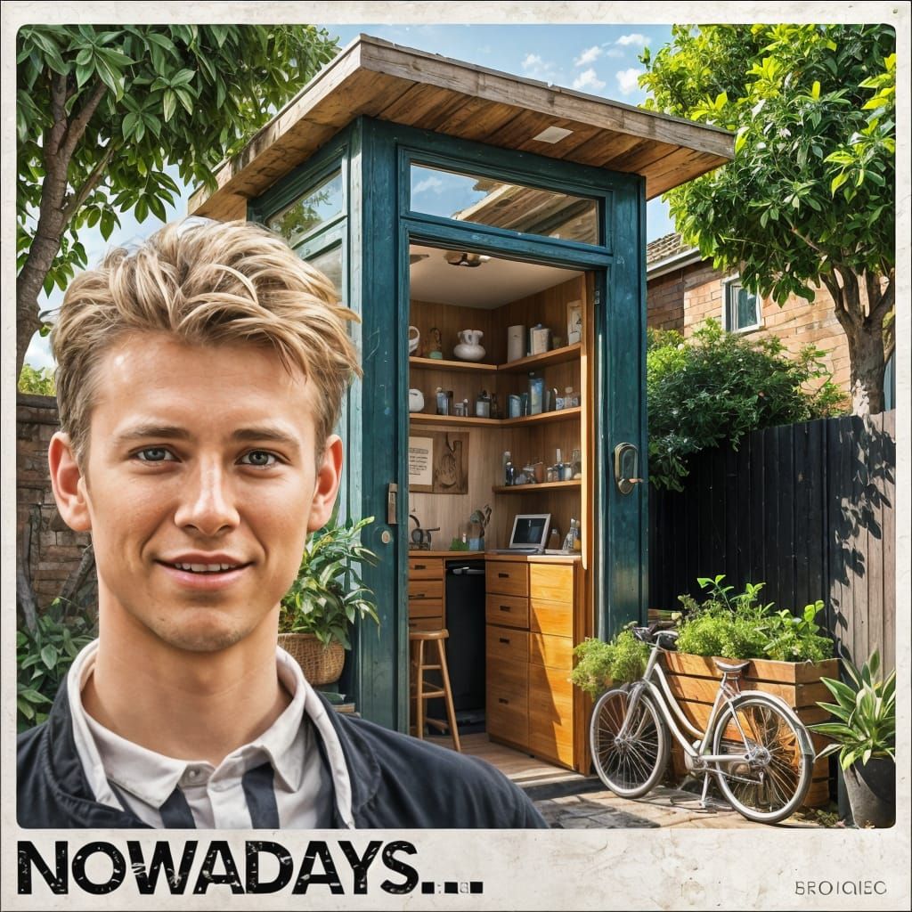 Nowadays...discarded shop fronts are upcycled into first time homes for young men with no purpose or goals in life.