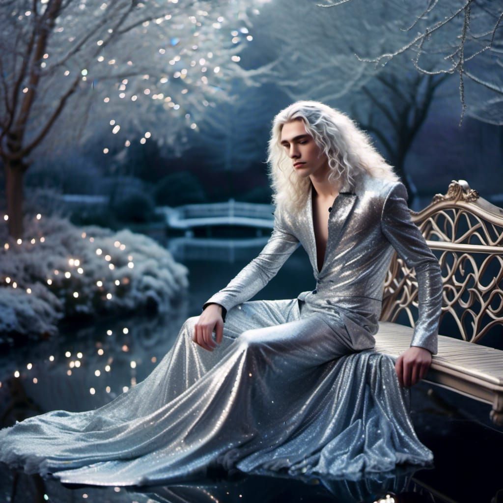 Prince of winter resting in his garden 