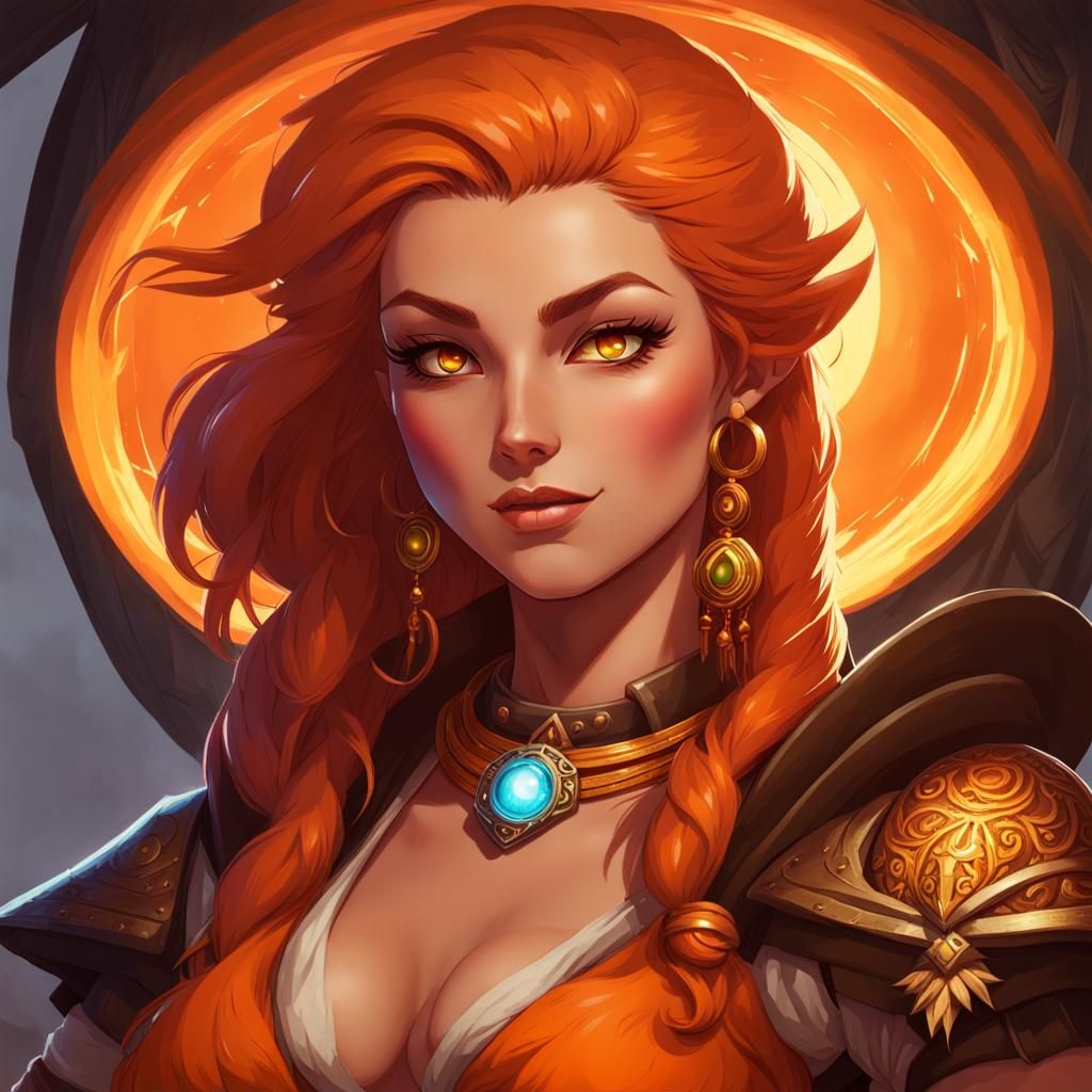 dnd character beaming orange eyes druid dwarf with very low ...
