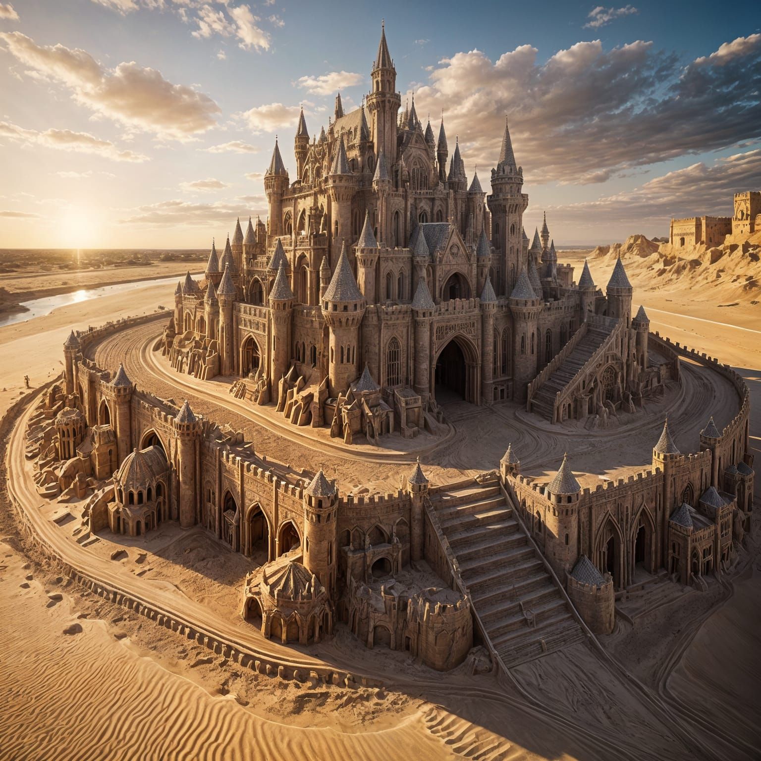 Gothic Sand Castle at Sunset