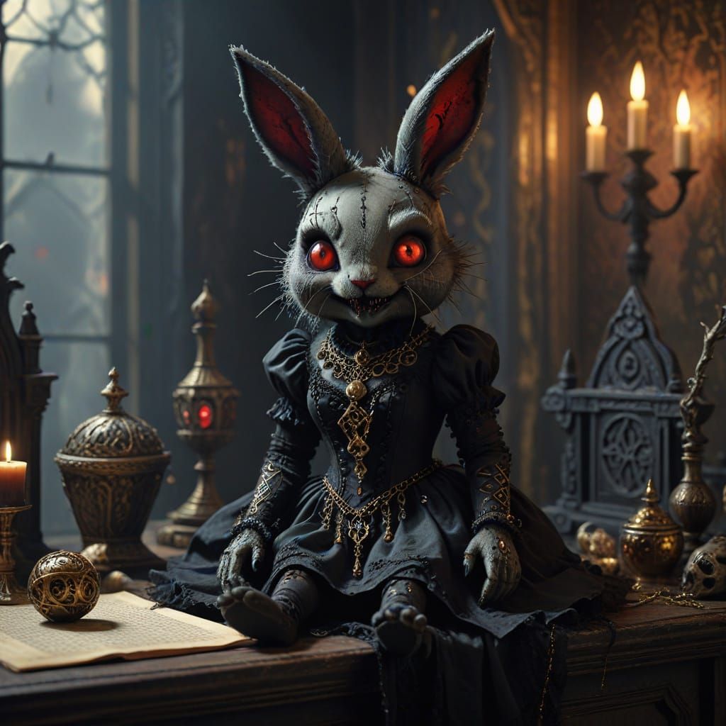 Gothic Evil Stuffed Rabbit