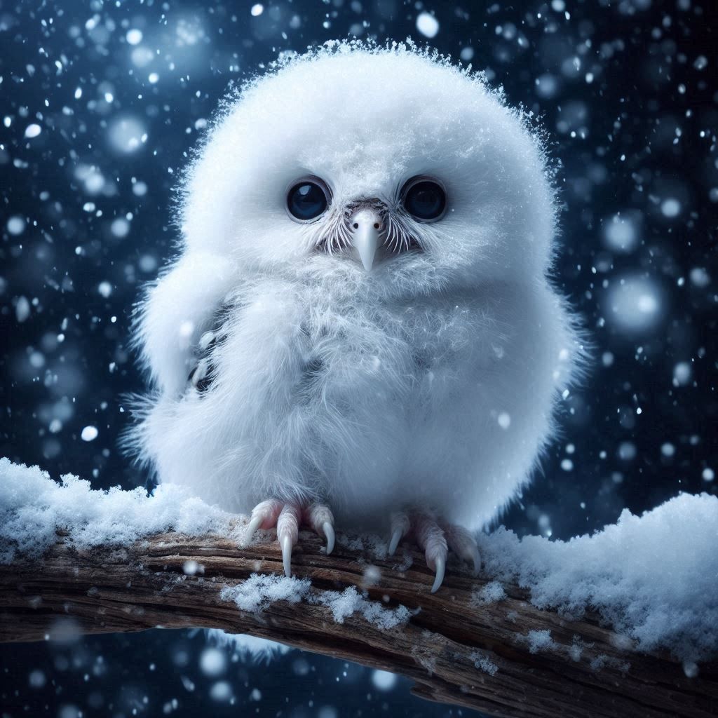little baby owl in the snow