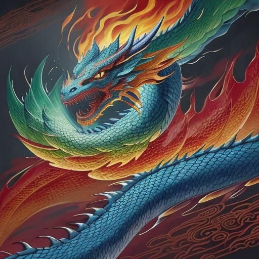 Colorful Dragon Emerges in Chinese Painting Style