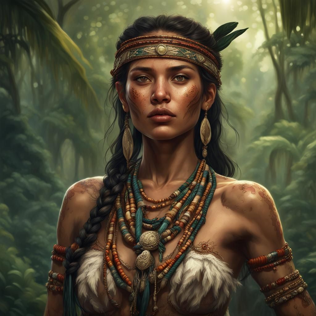 Portrait of a pretty amazonian female - AI Generated Artwork ...