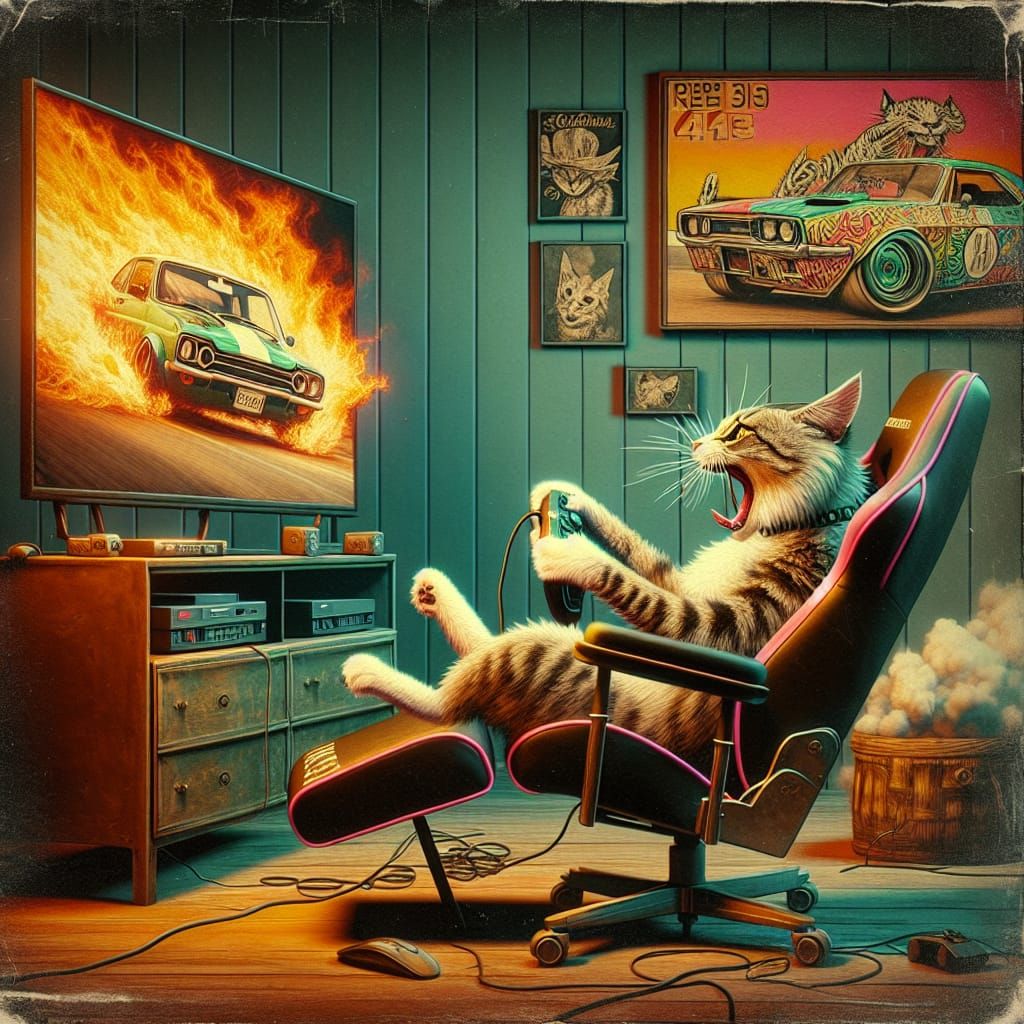 Cat Gamer  by @Story Driven Art