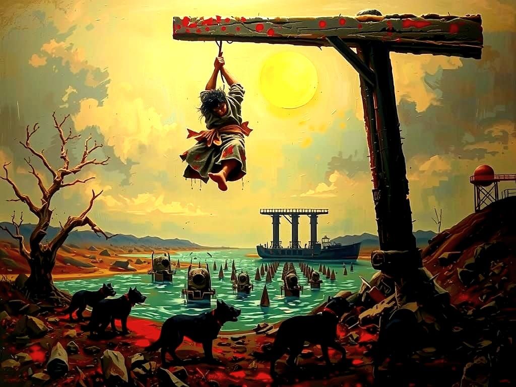 Dark Gothic Scene in Thick Impasto Paints