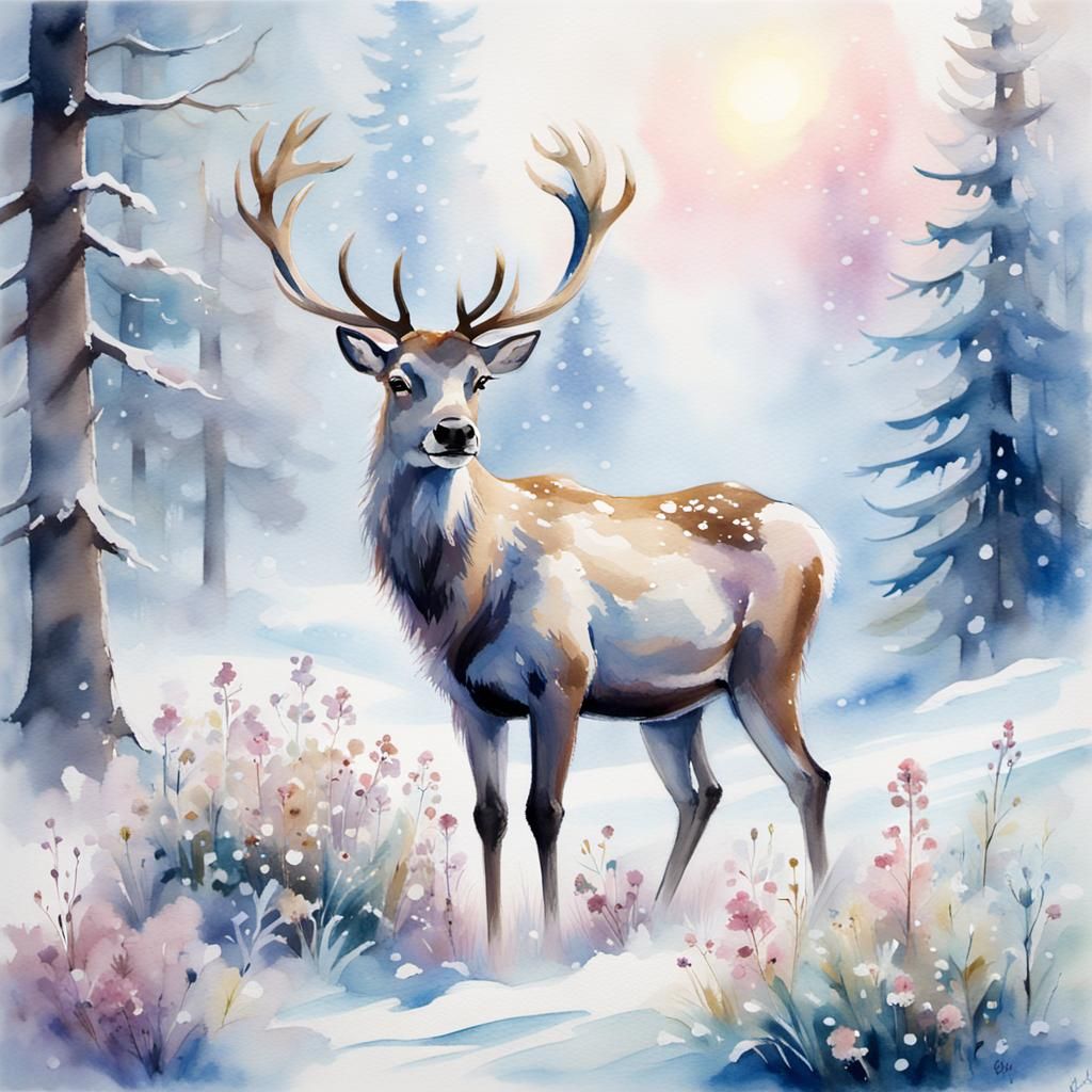  Reindeer misty morning.   by @Tammi