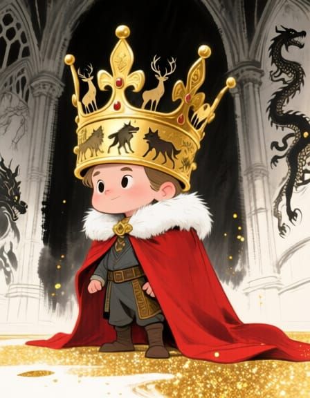 Small King with an over-sized crown
