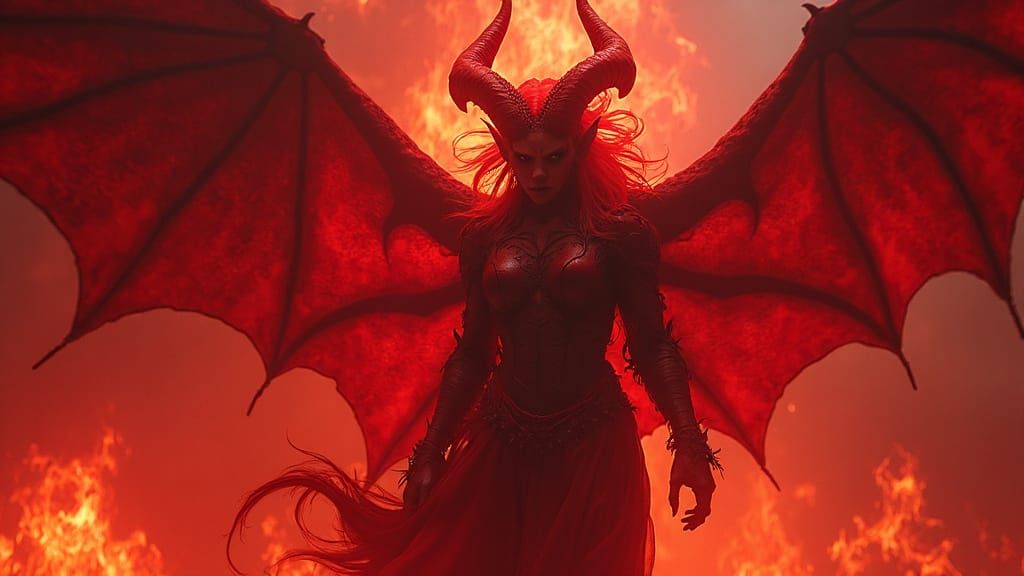 Savage Royal Demon with Lava and Flames in Ultra Realistic S...